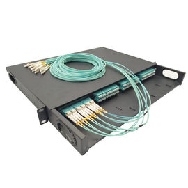 MPO-LC สีดำติดตั้งแผงแร็คแผ่นรีดเย็น 96 Port Mpo Cassette Patch Rack
