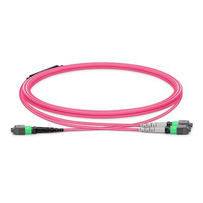 คุณภาพ สายเคเบิล Breakout MTP OM4 50/125μm พร้อม Low IL 0.35dB และ Endface APC 8° สำหรับการเชื่อมต่อศูนย์ข้อมูลความเร็วสูง โรงงาน